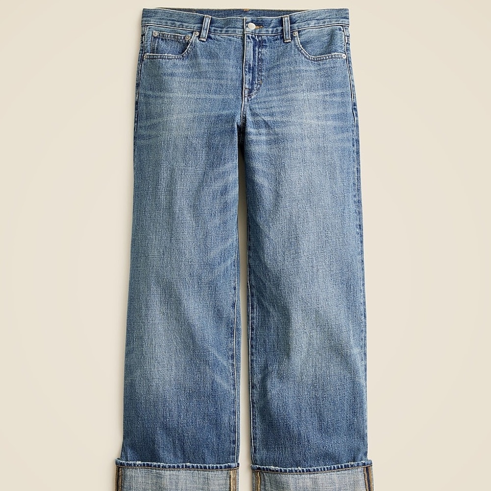 J Crew Cuffed lower rise wide leg jean